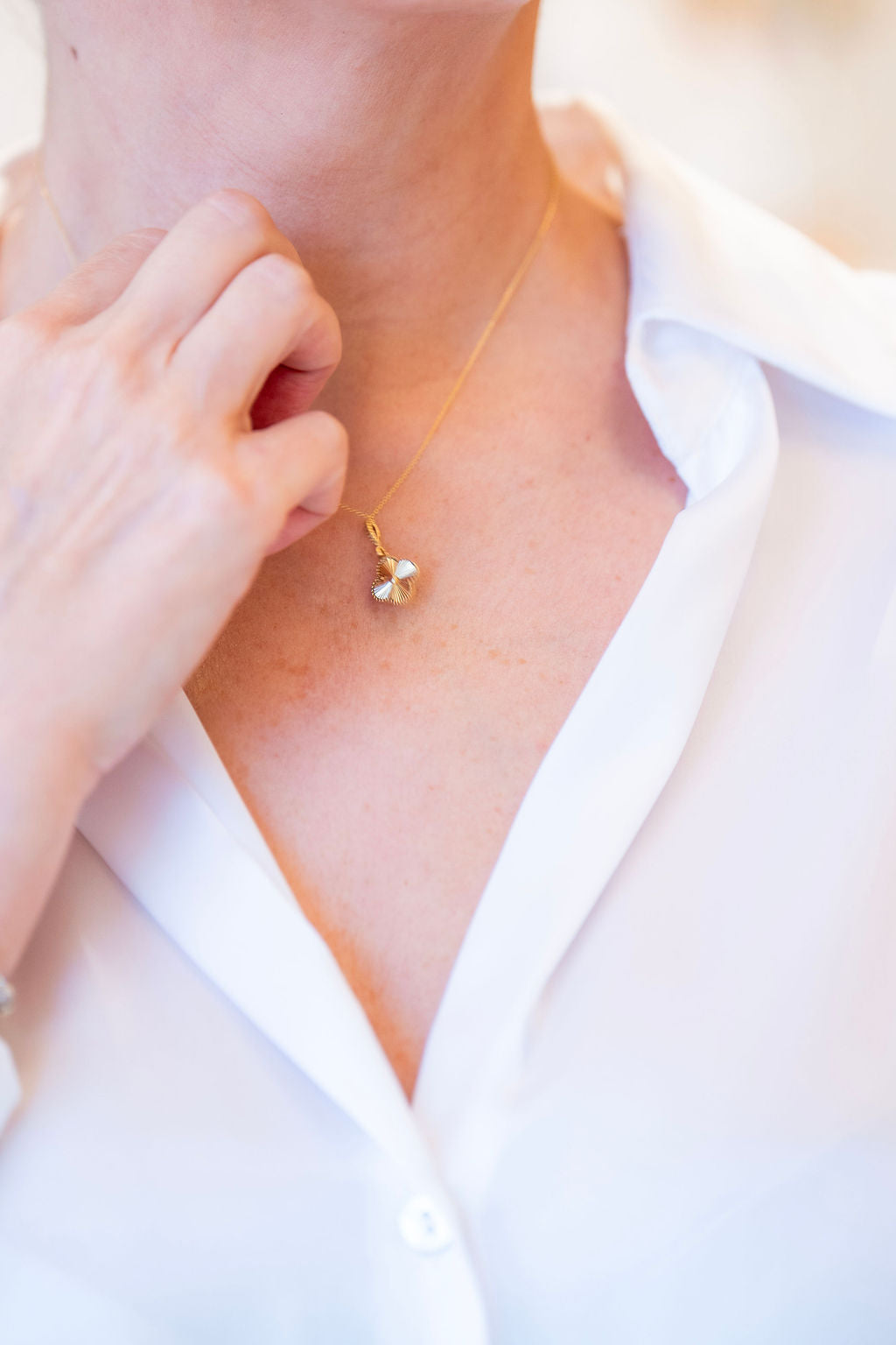 Golden Clover Pendant with Chain