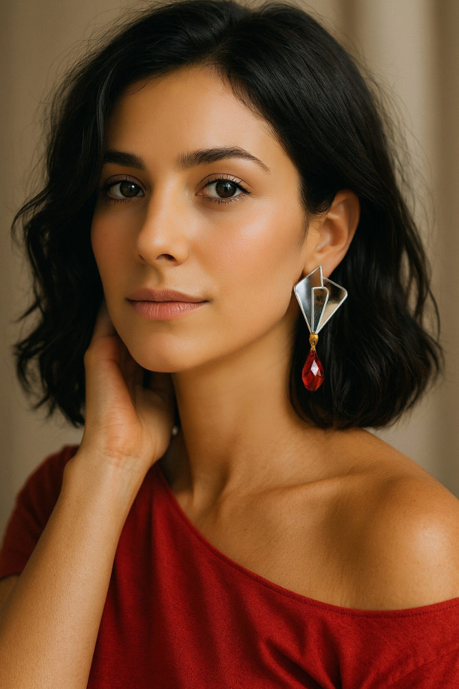 Lily Crystal Red Earrings