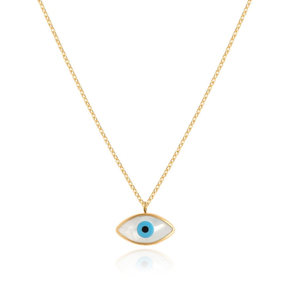 18k Gold Evil Eye Necklace on chain - Necklace - Kia Concept Store