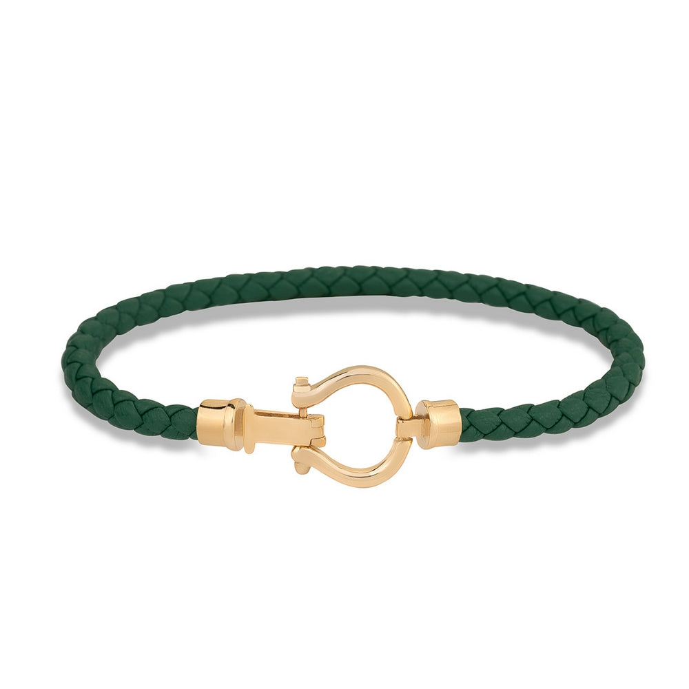 Gold Hook Leather Bracelet