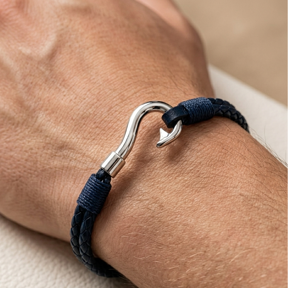 Braided Leather Hook Bracelet