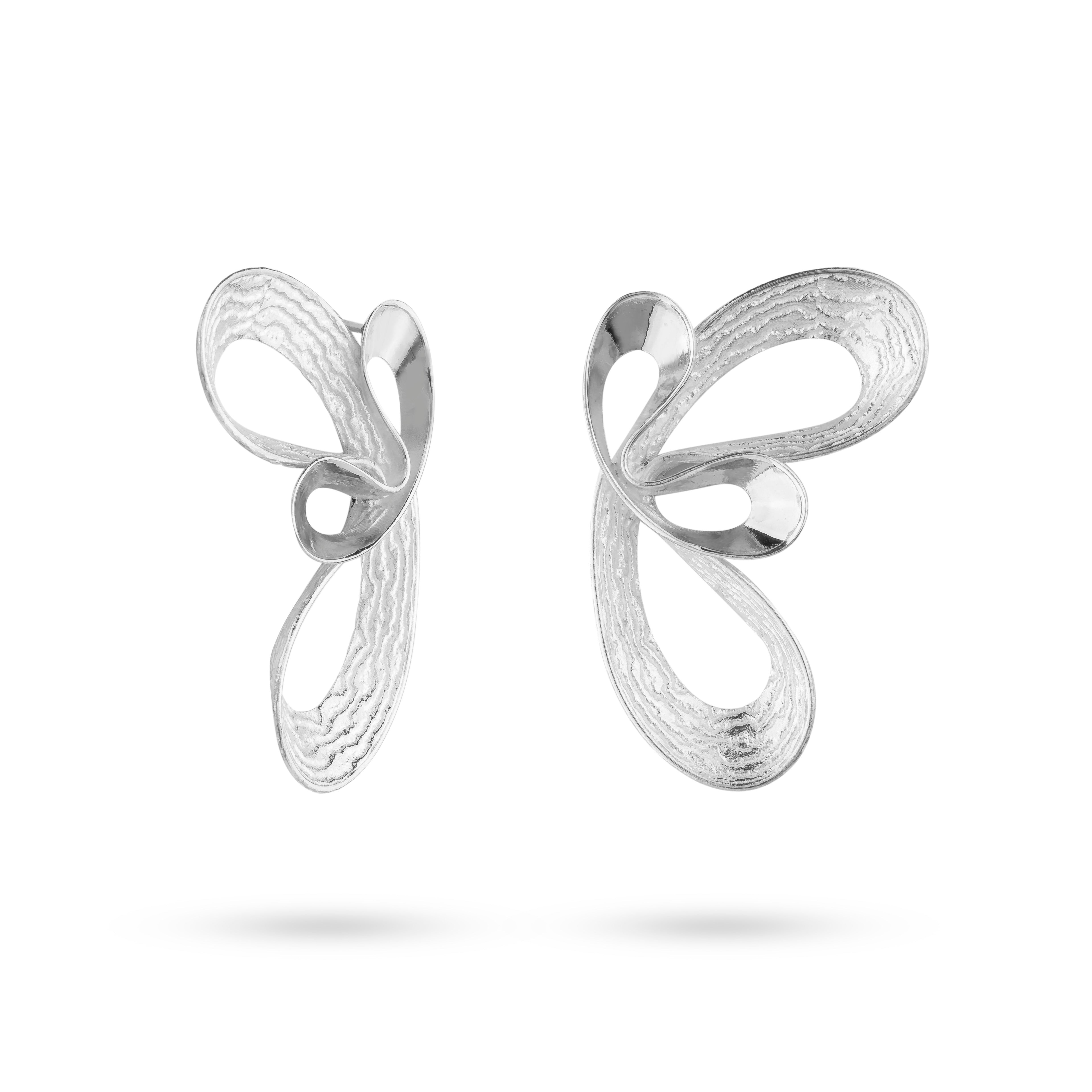Butterfly Sculptural Silver Earrings - Earrings - Kia Concept Store