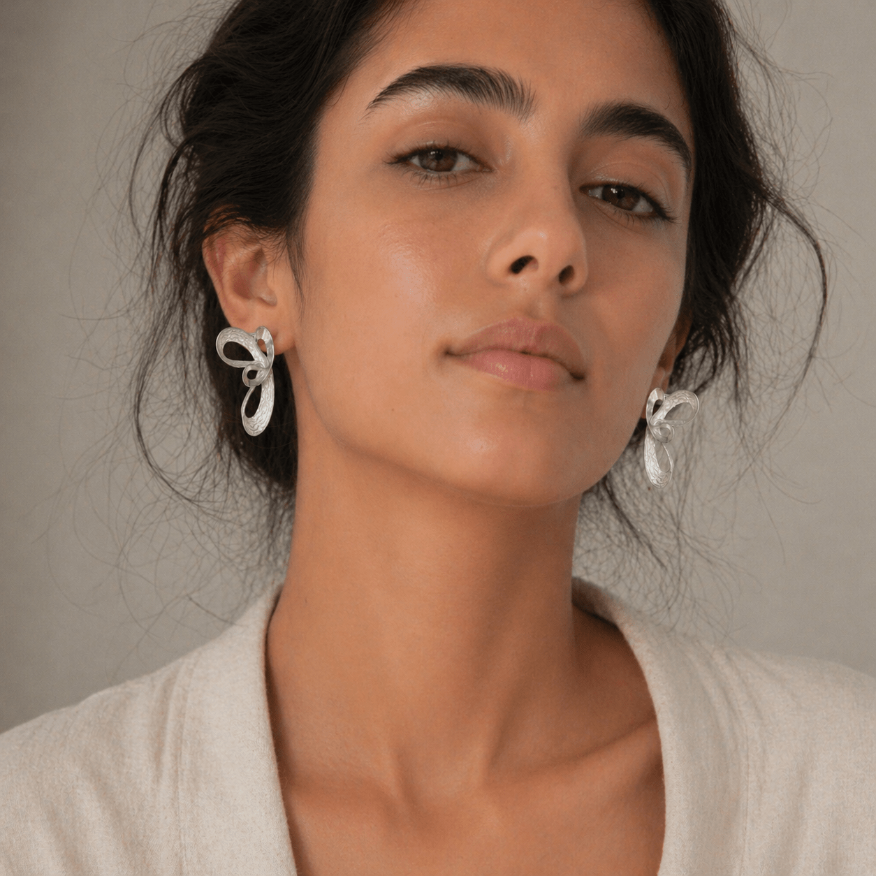 Butterfly Sculptural Silver Earrings - Earrings - Kia Concept Store