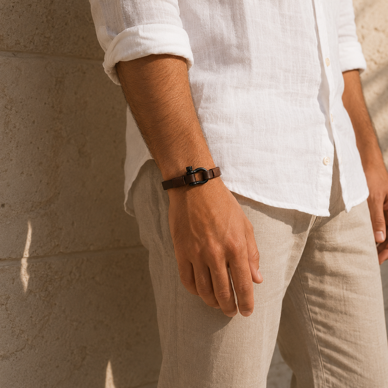 Brown Leather Flip-Lock Bracelet