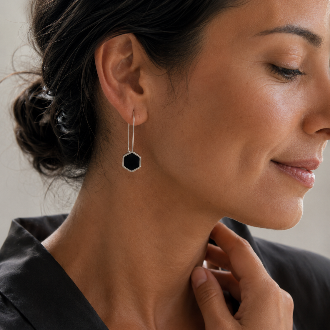 Silver Hexagon Earrings
