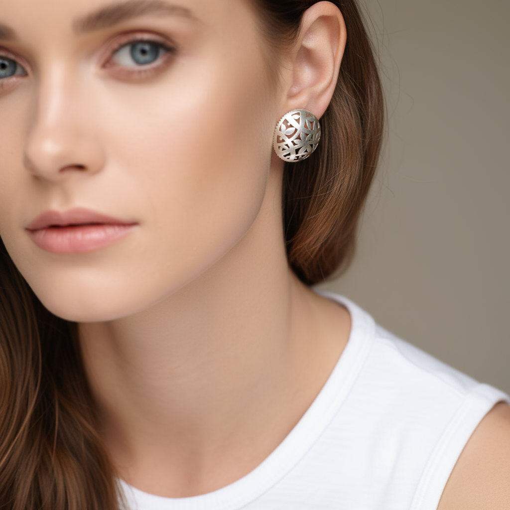 Domed Silver Stud Earrings - Earrings - Kia Concept Store