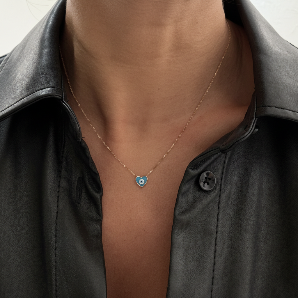Evil Eye Heart Necklace - Necklace - Kia Concept Store