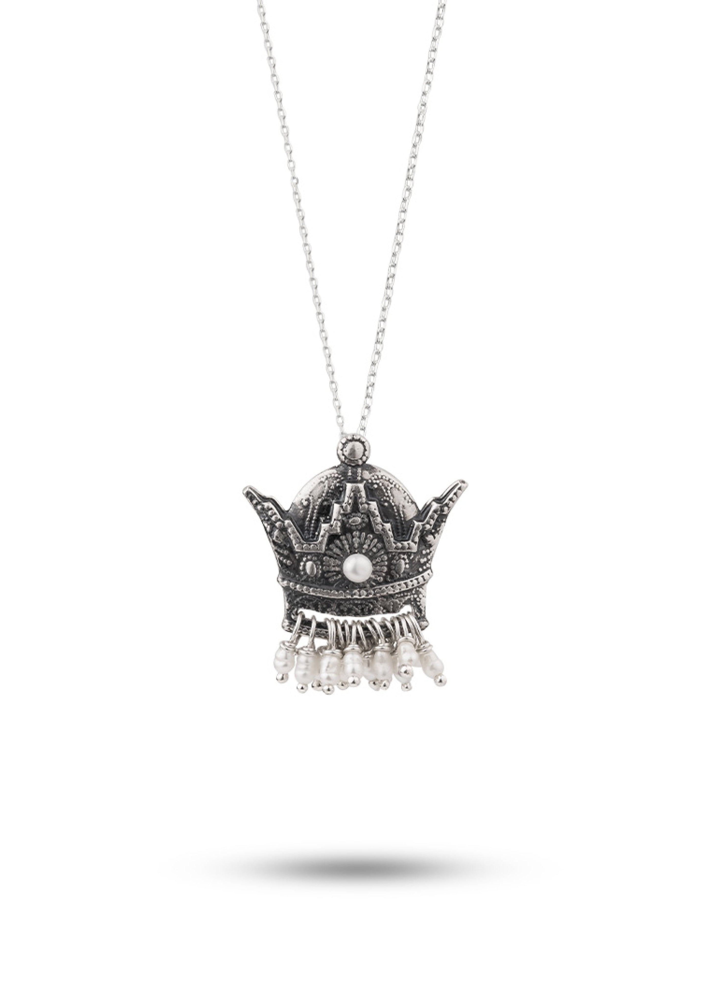 Crown Pearl Necklace - sterling silver necklace by Kia Concept
