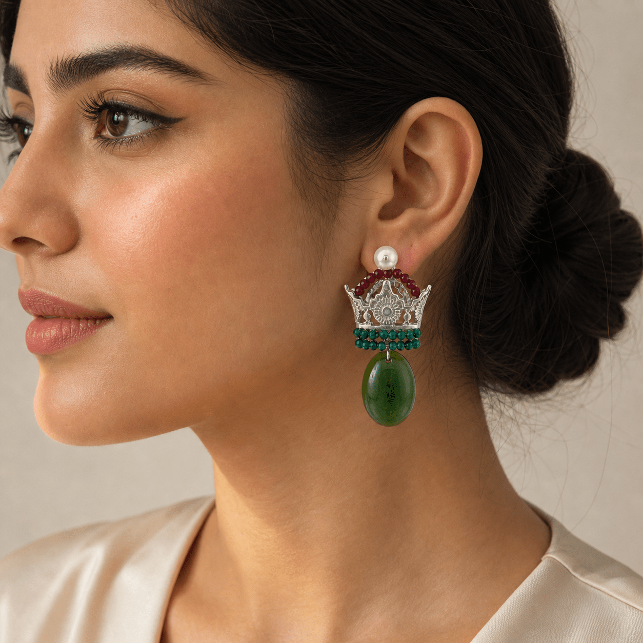 Crown Pearl Drop Earrings - Earrings - Kia Concept Store