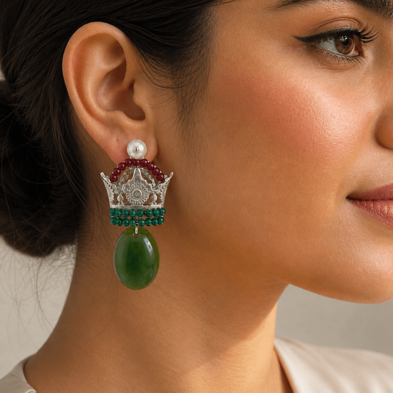 Crown Pearl Drop Earrings - Earrings - Kia Concept Store