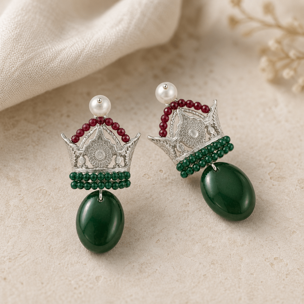 Crown Pearl Drop Earrings - Earrings - Kia Concept Store