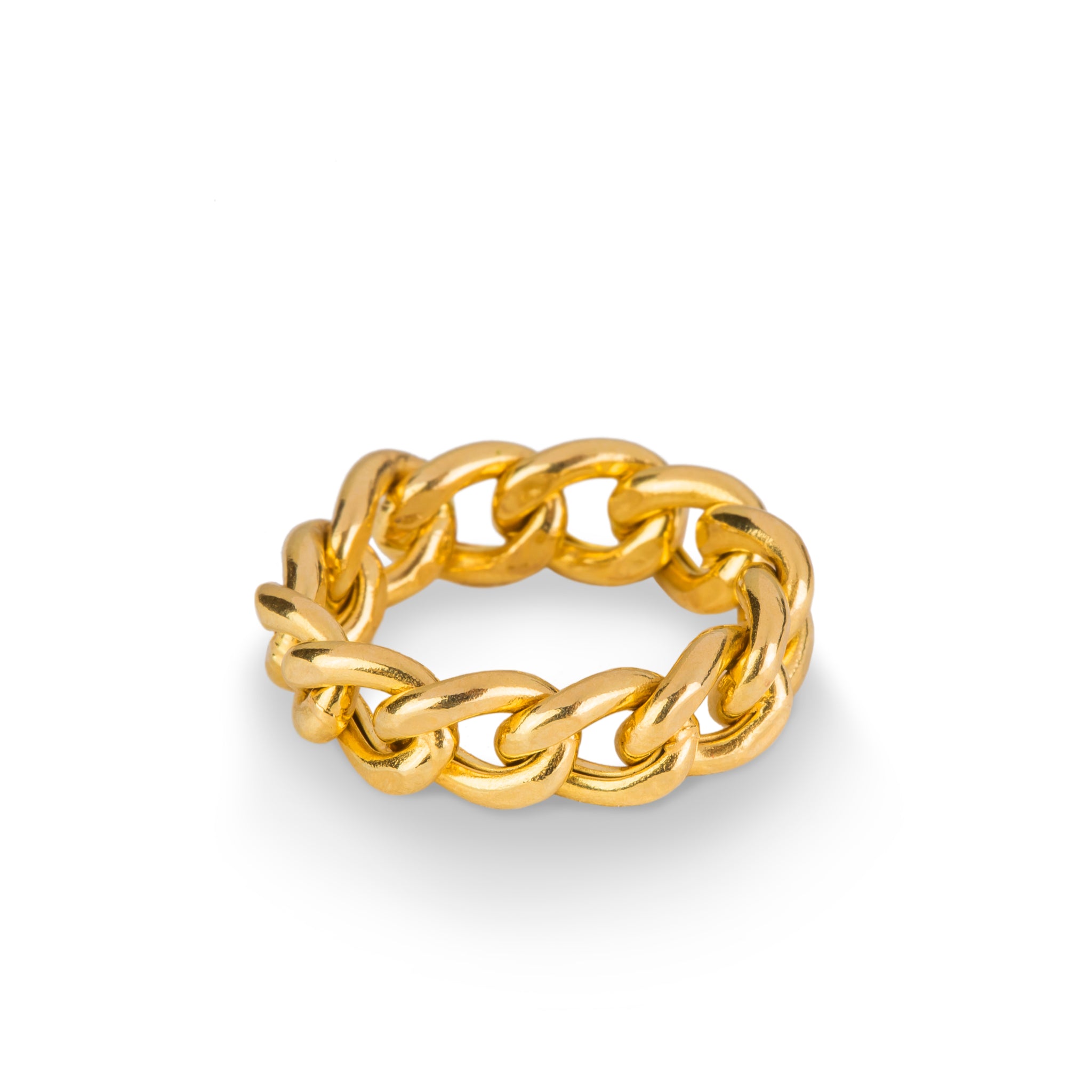 18k Gold Cuban Chain Ring
