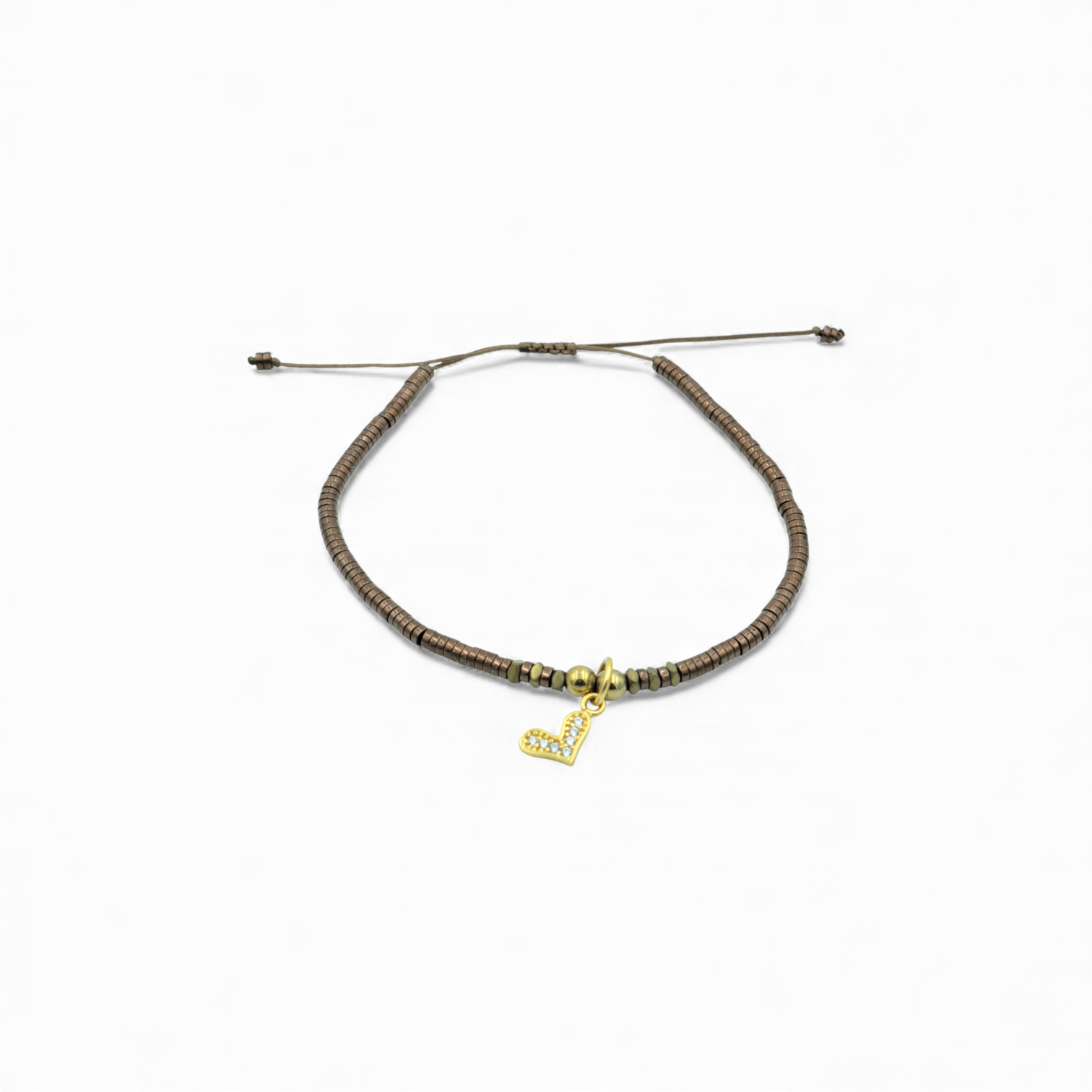 Brown Beaded Heart Bracelet - Bracelet - Kia Concept Store