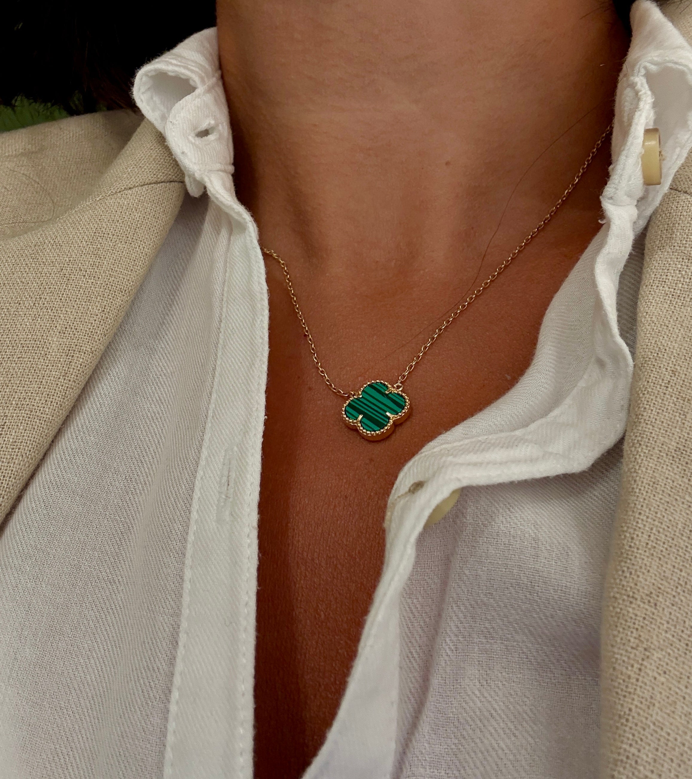 Lucky Malachite Clover - Necklace - Kia Concept Store