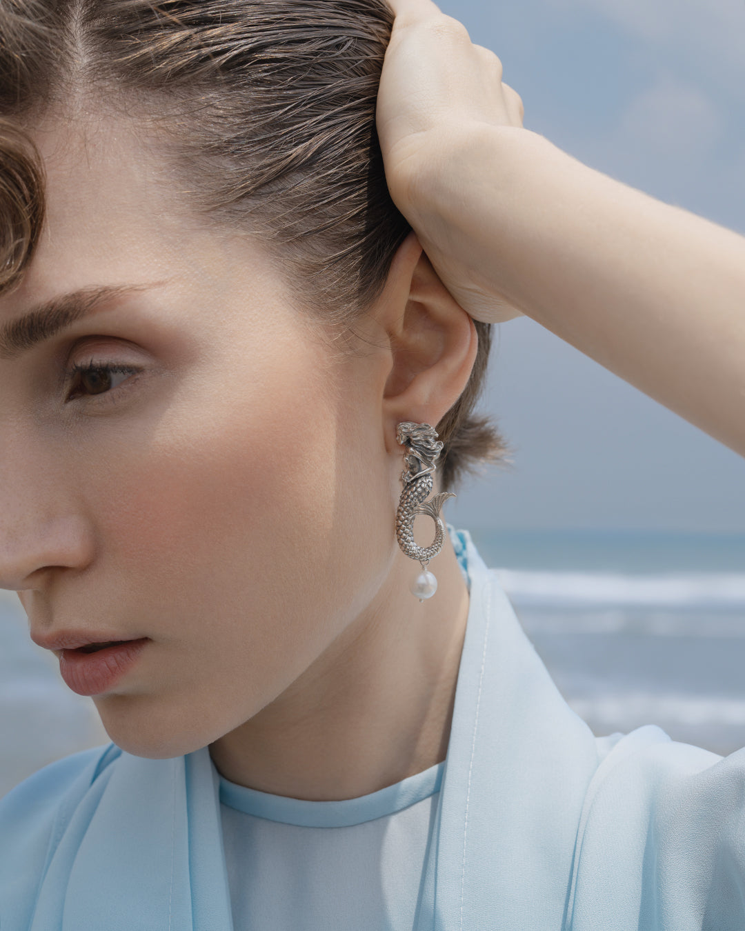 Octopus & Baroque Pearl Earrings