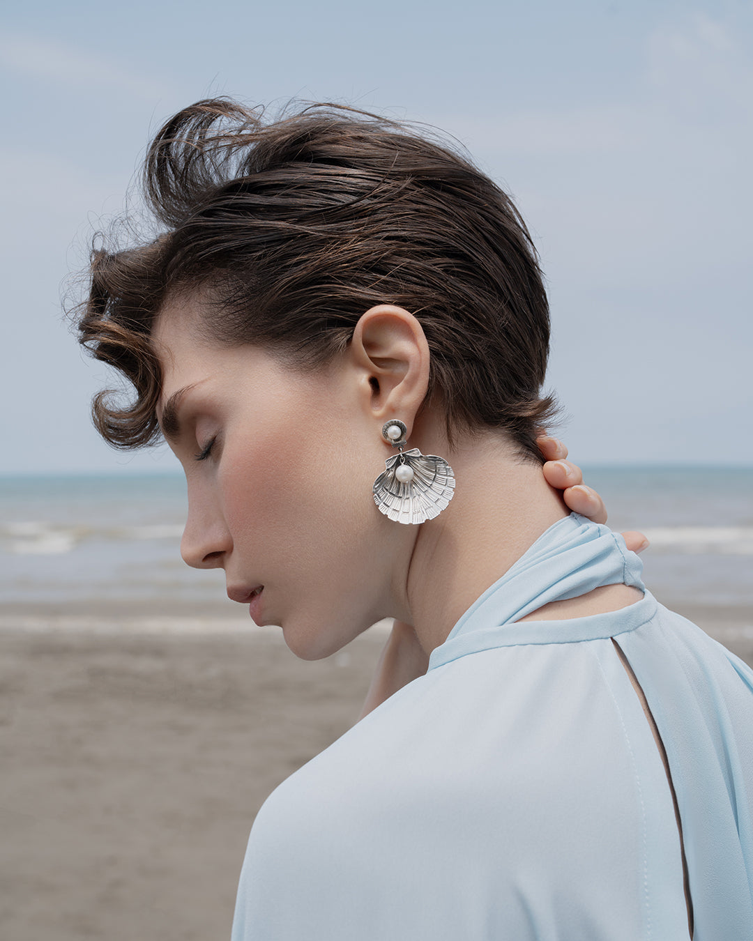 Scallop Shell Pearl Earrings