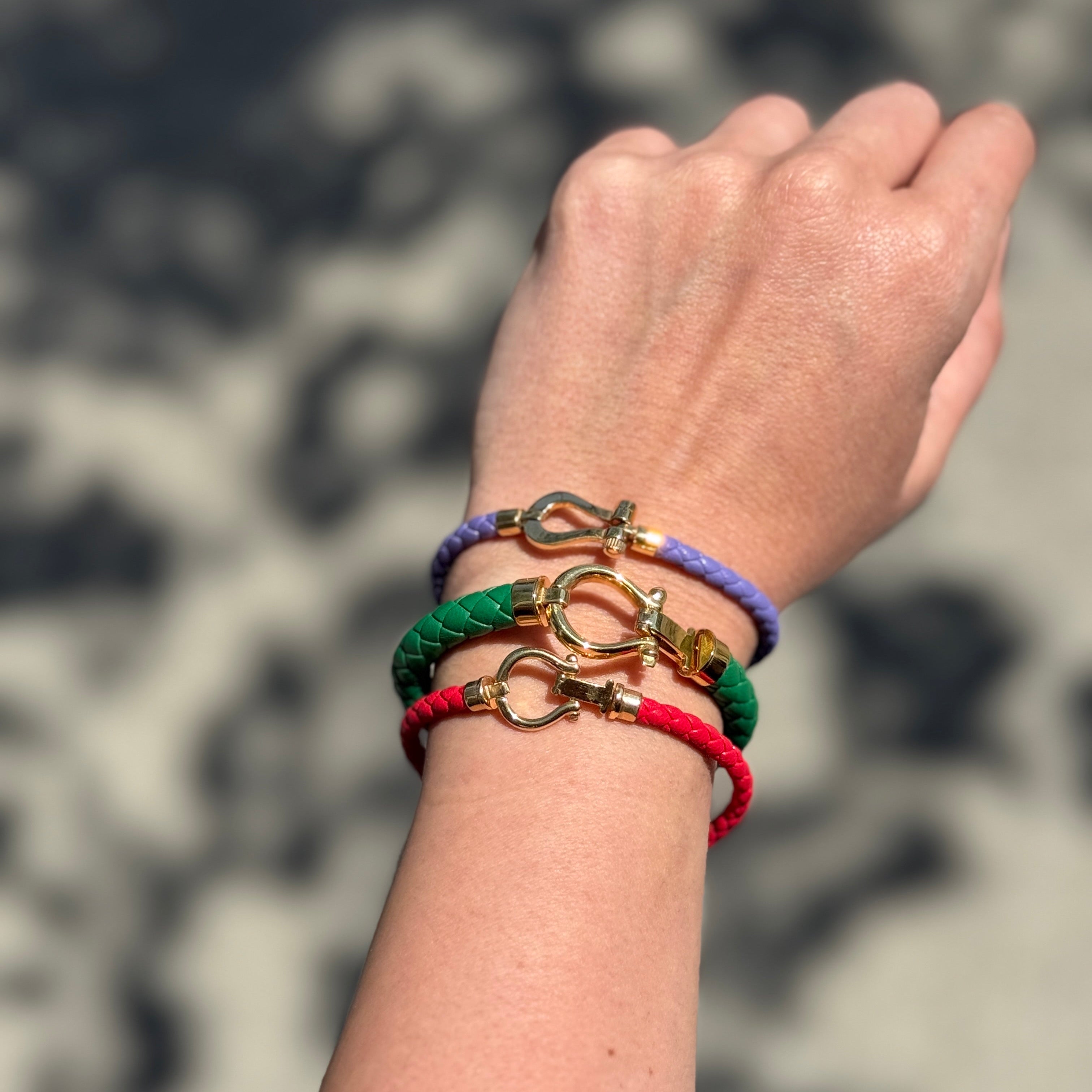 Gold Hook Leather Bracelet