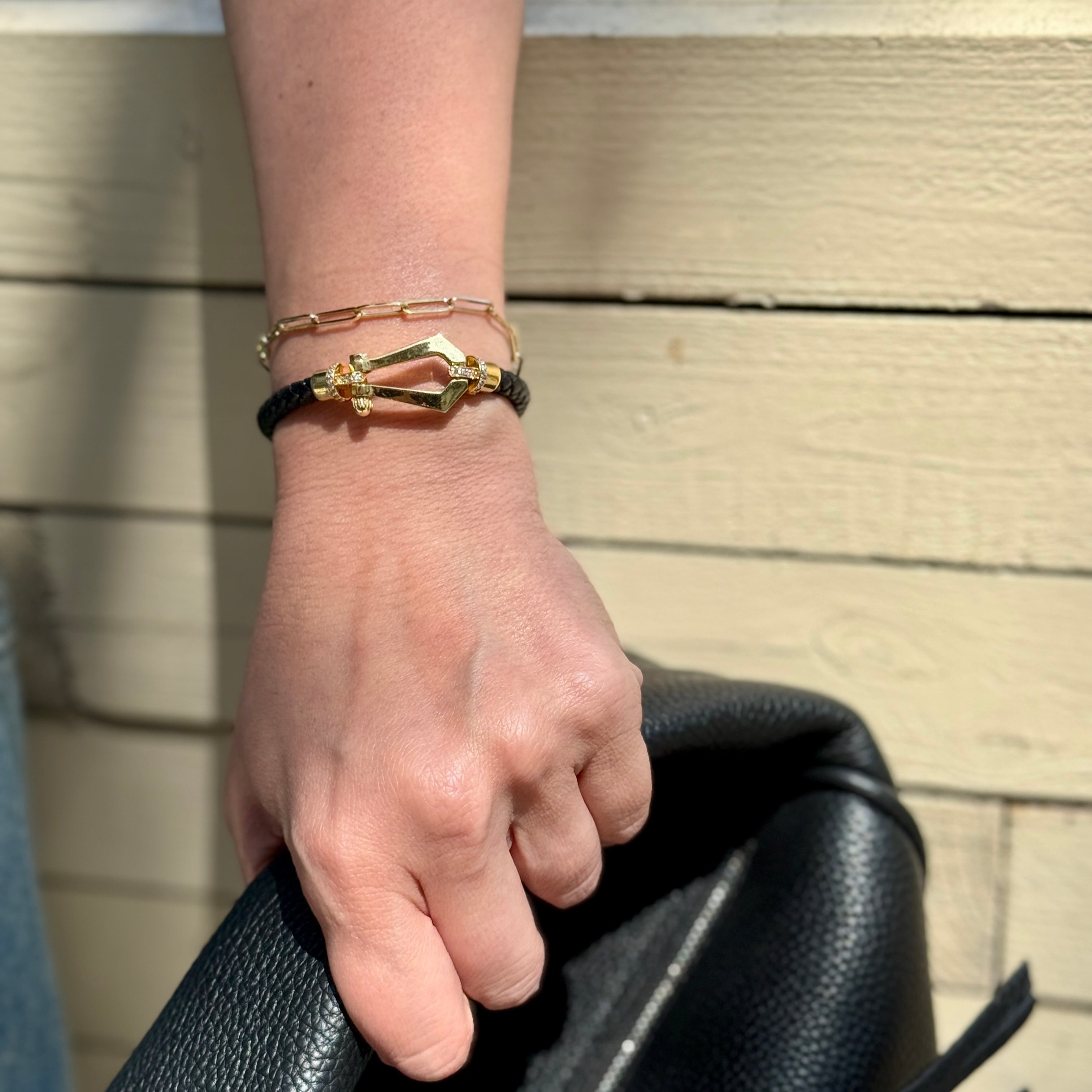 Modern Clasp Leather Bracelet