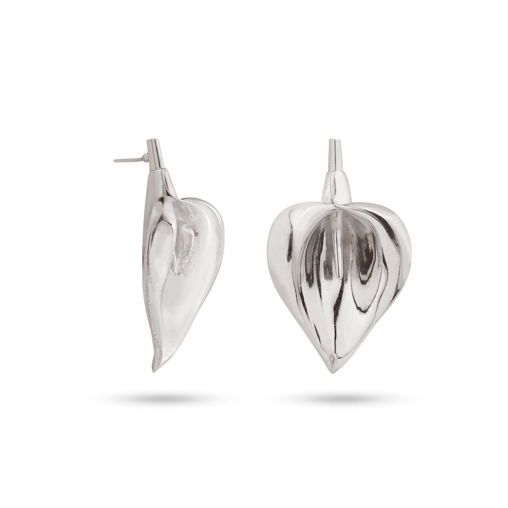Silver Anthurium Earrings - Earrings - Kia Concept Store