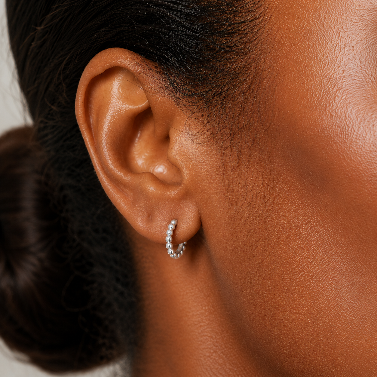 Luna Beaded Silver Hoop Earrings