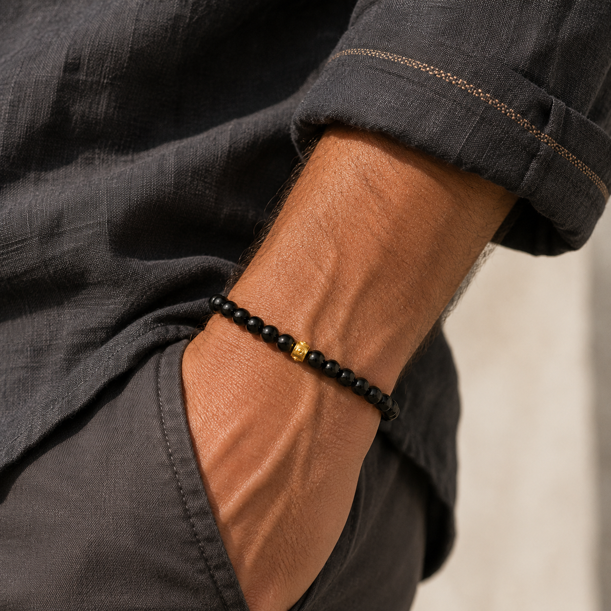 Onyx Gold Accent Bracelet
