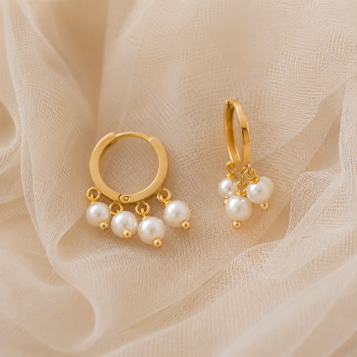Pearl Charm Hoop Earrings