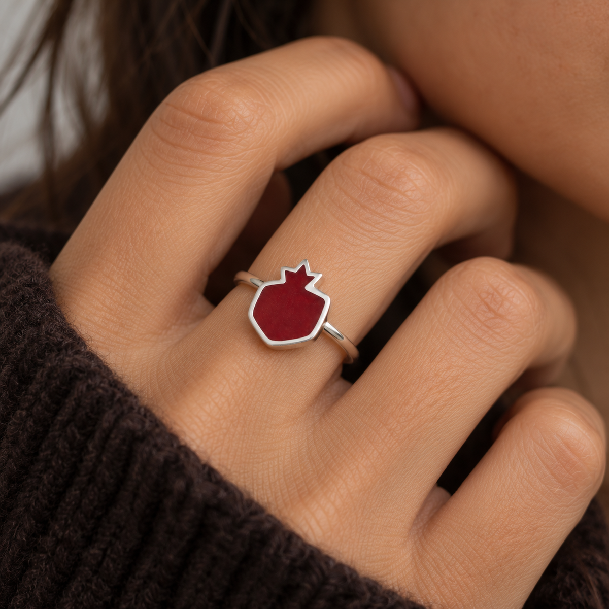 Pomegranate Silver Ring