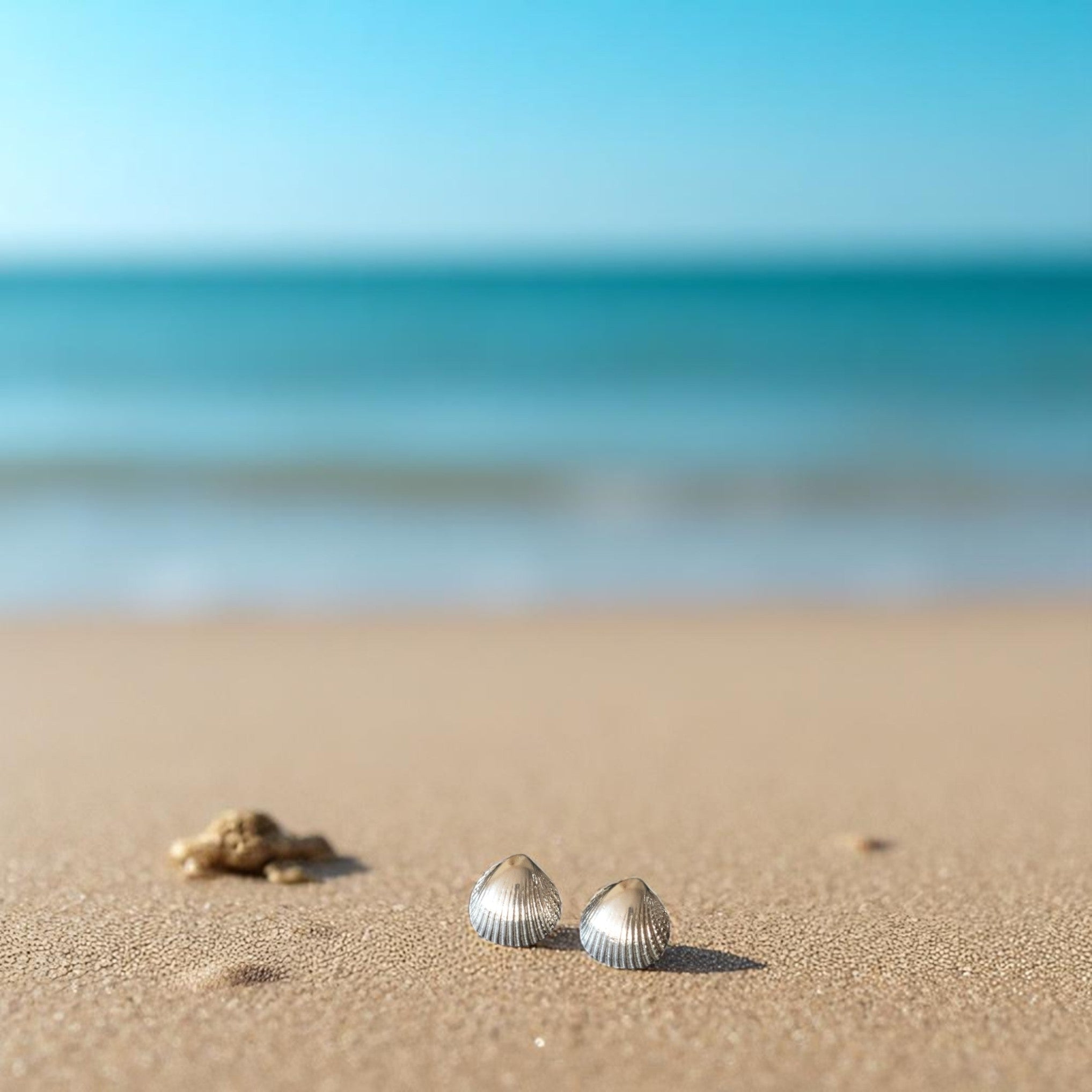 Silver Shell Stud Earrings - Earrings - Kia Concept Store