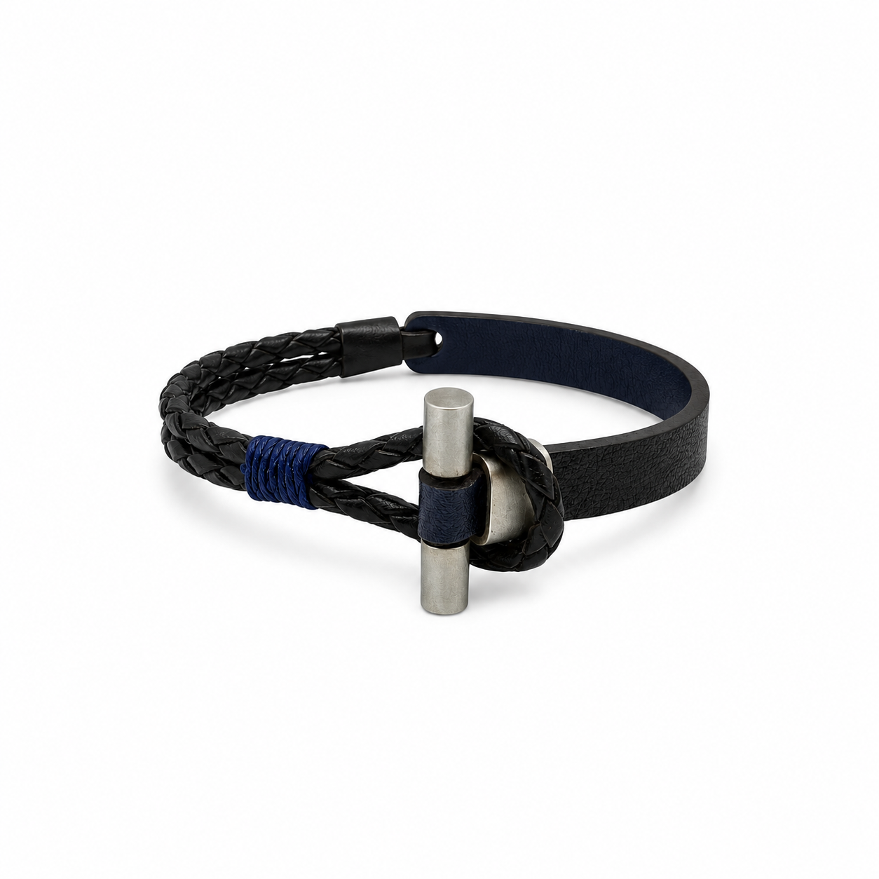 Silver Clasp Leather Bracelet