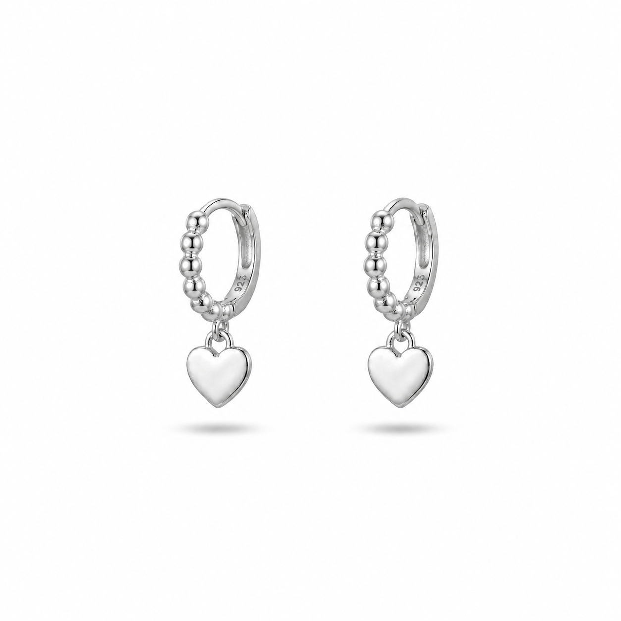 Silver Heart Charm Huggie Earrings