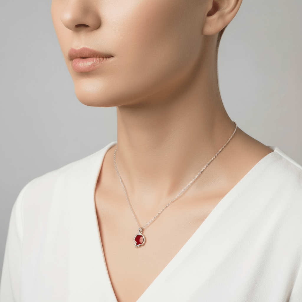 Silver & Resin Pomegranate Necklace - Necklace - Kia Concept Store