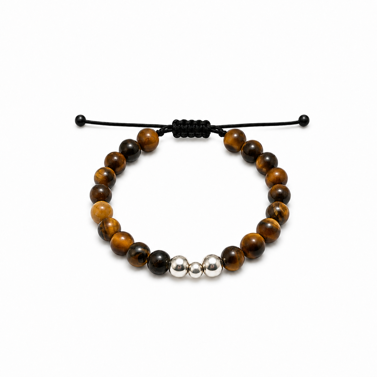 Silver & Tiger Eye Beads Bracelet