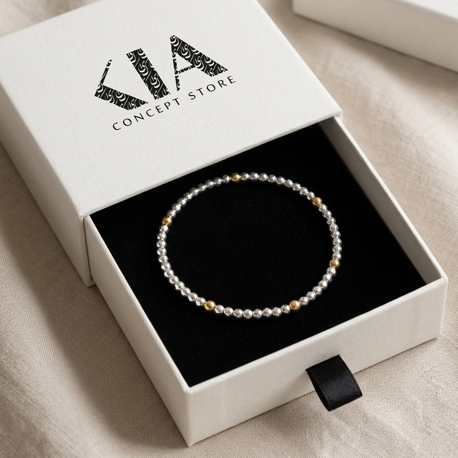 Solara Beaded Silver Bracelet