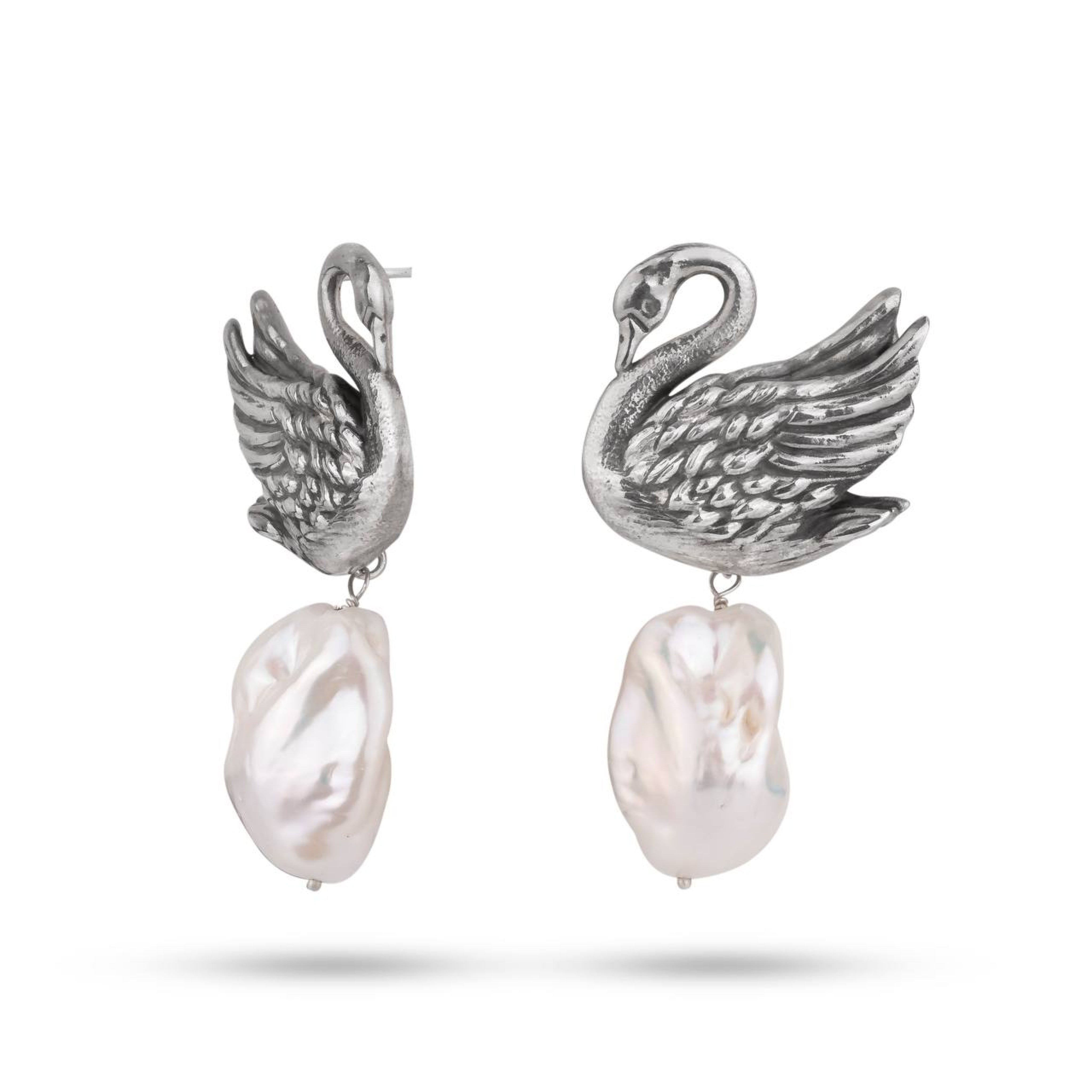 Swan Earrings - sterling silver earrings by Kia Concept