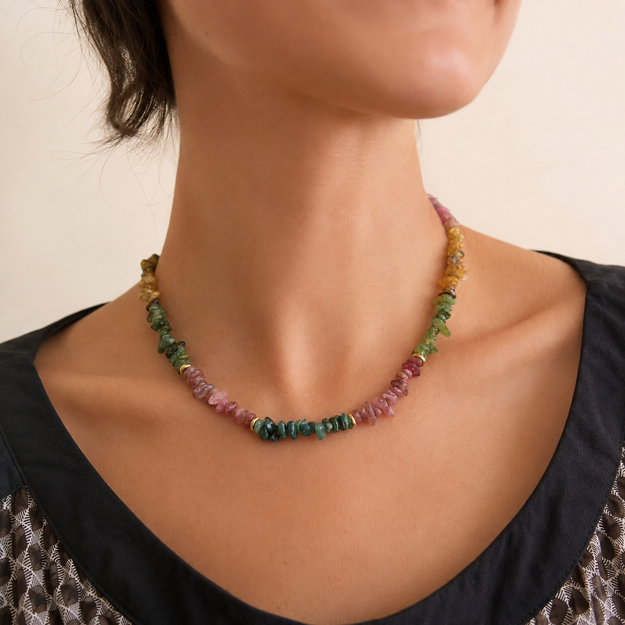 Collier Harmonie Tourmaline Dorée