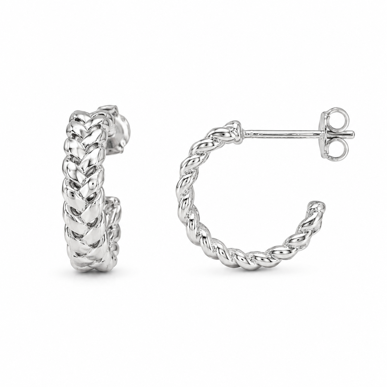 Twisted Silver Hoop Earrings