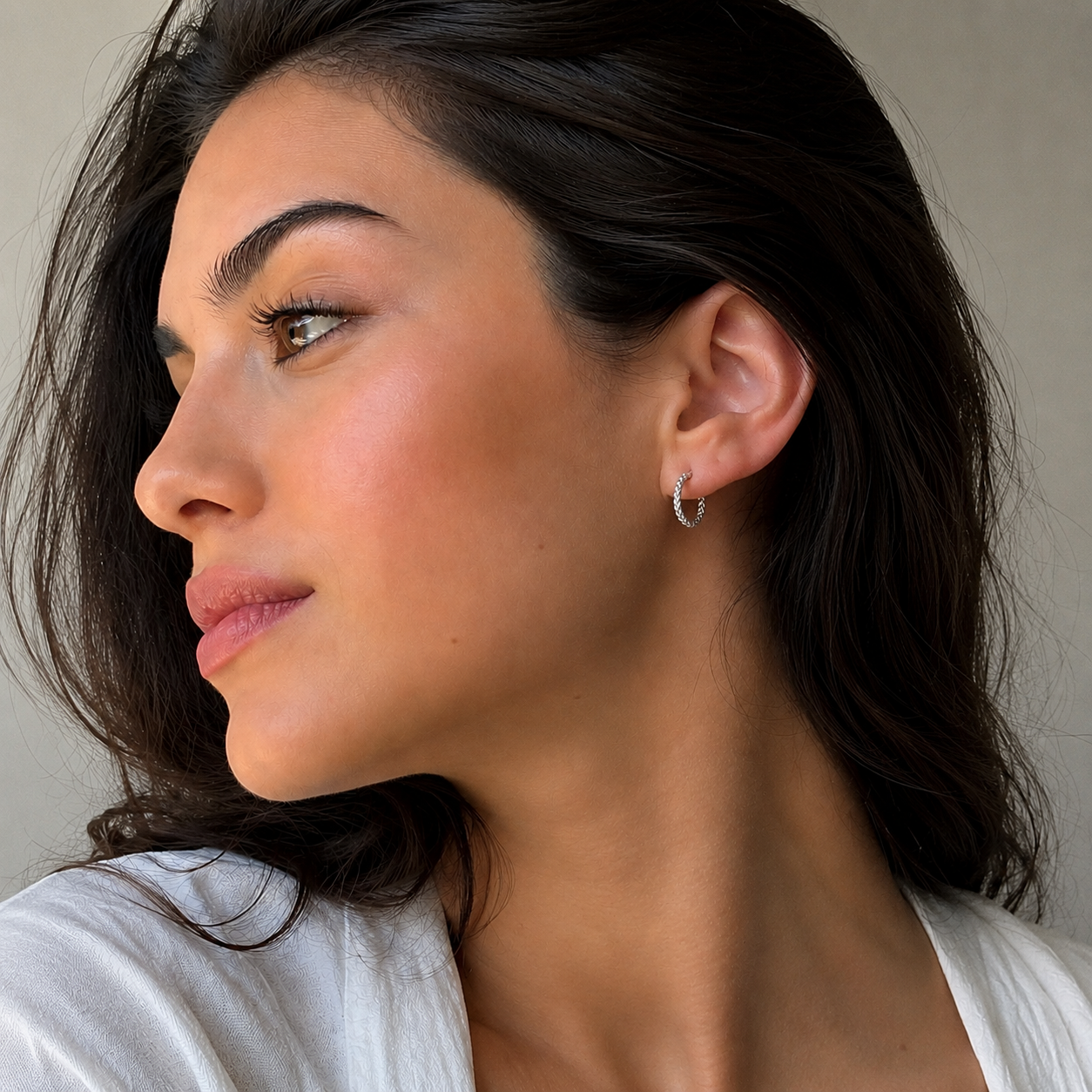 Twisted Silver Hoop Earrings