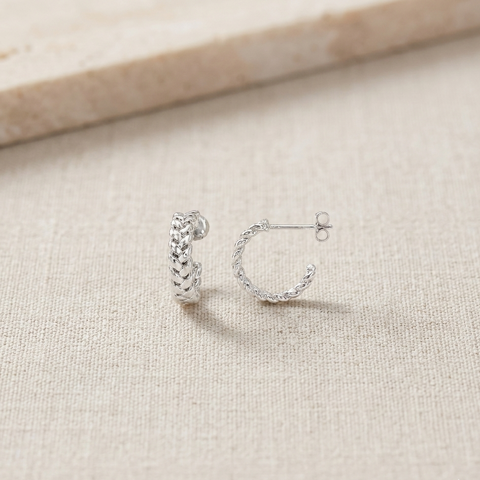 Boucles d'oreilles créoles torsadées en argent