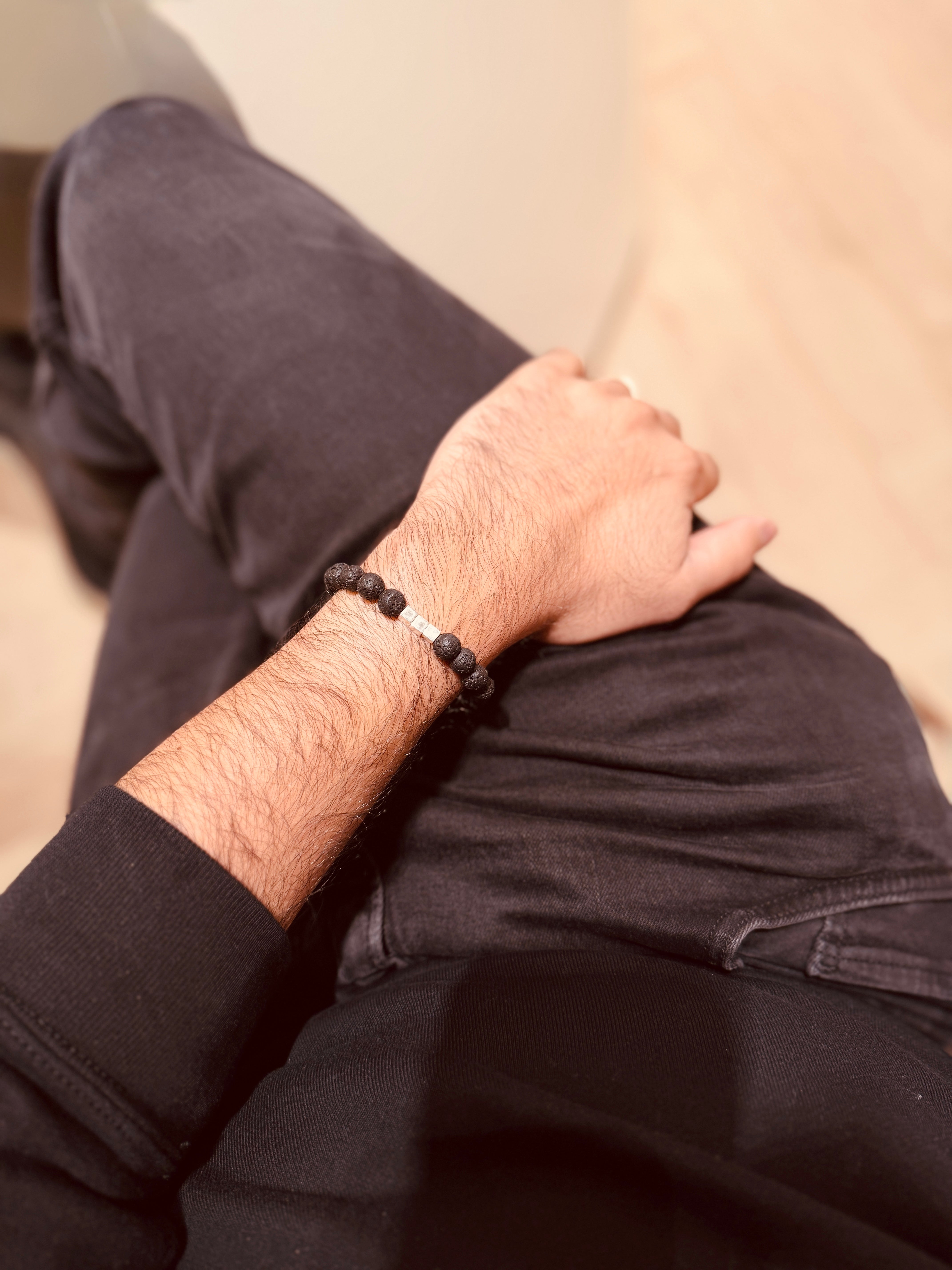 Black Lava & Silver Beads - Bracelet - Kia Concept Store