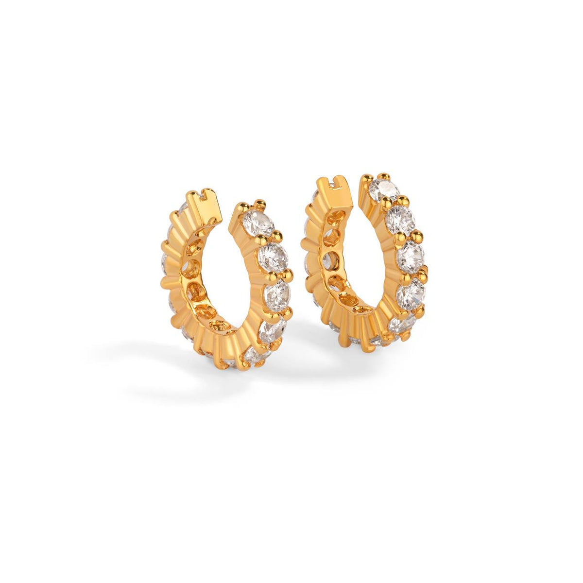 Charlotte Ear Cuff in sterling silver with cubic zirconia on white background