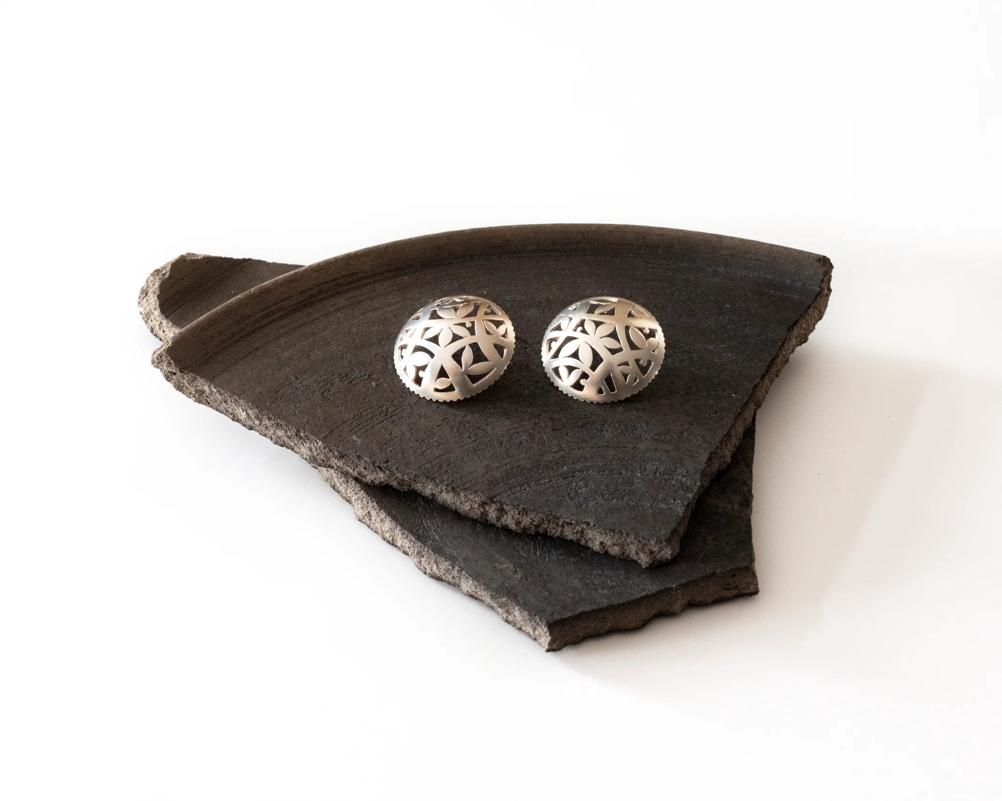 Domed Silver Stud Earrings
