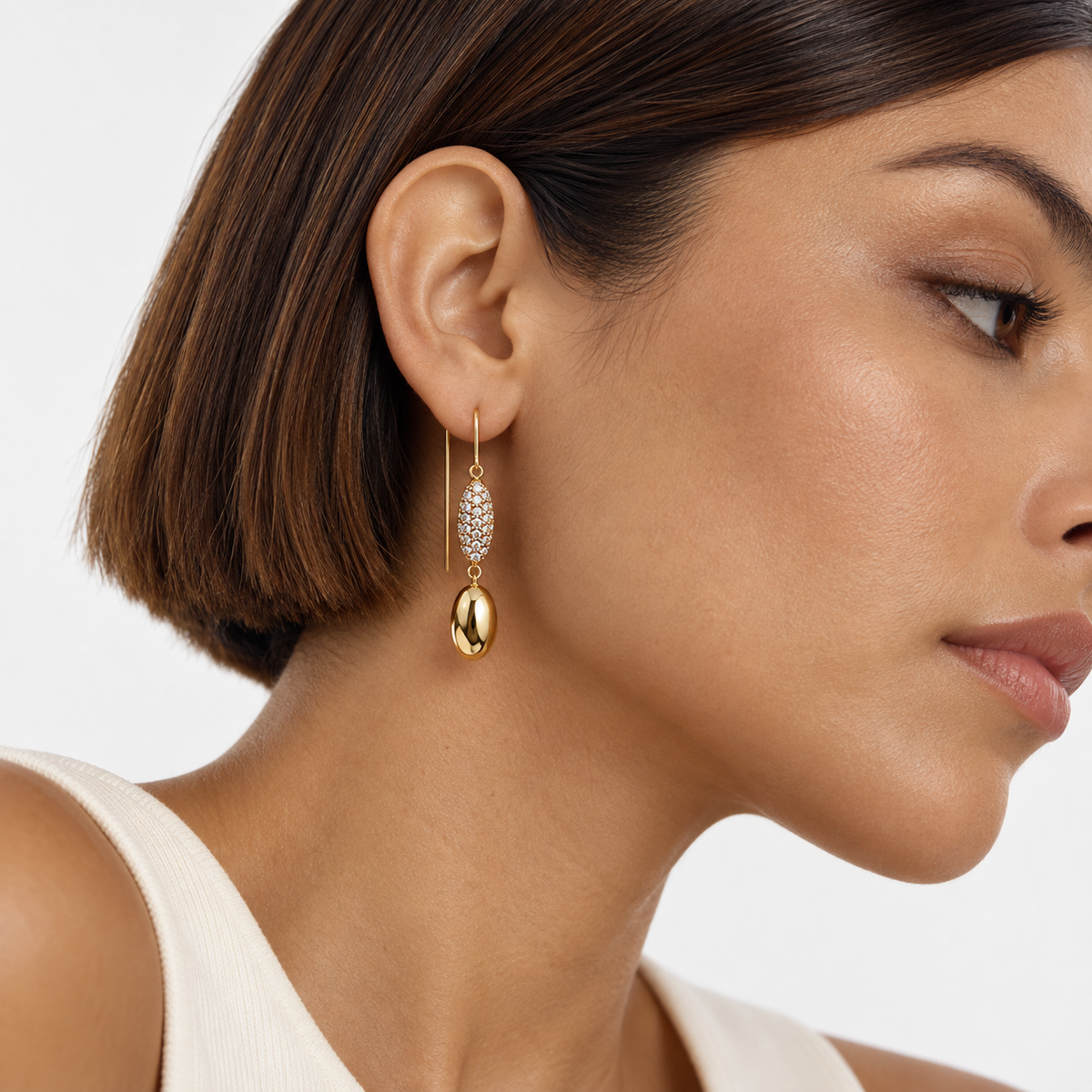 Luminous CZ Threader Drop Earrings