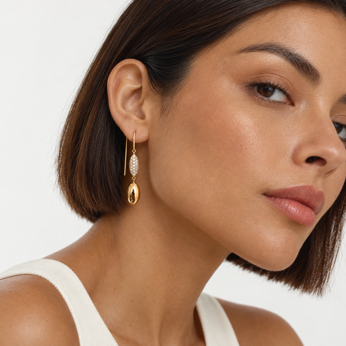 Luminous CZ Threader Drop Earrings