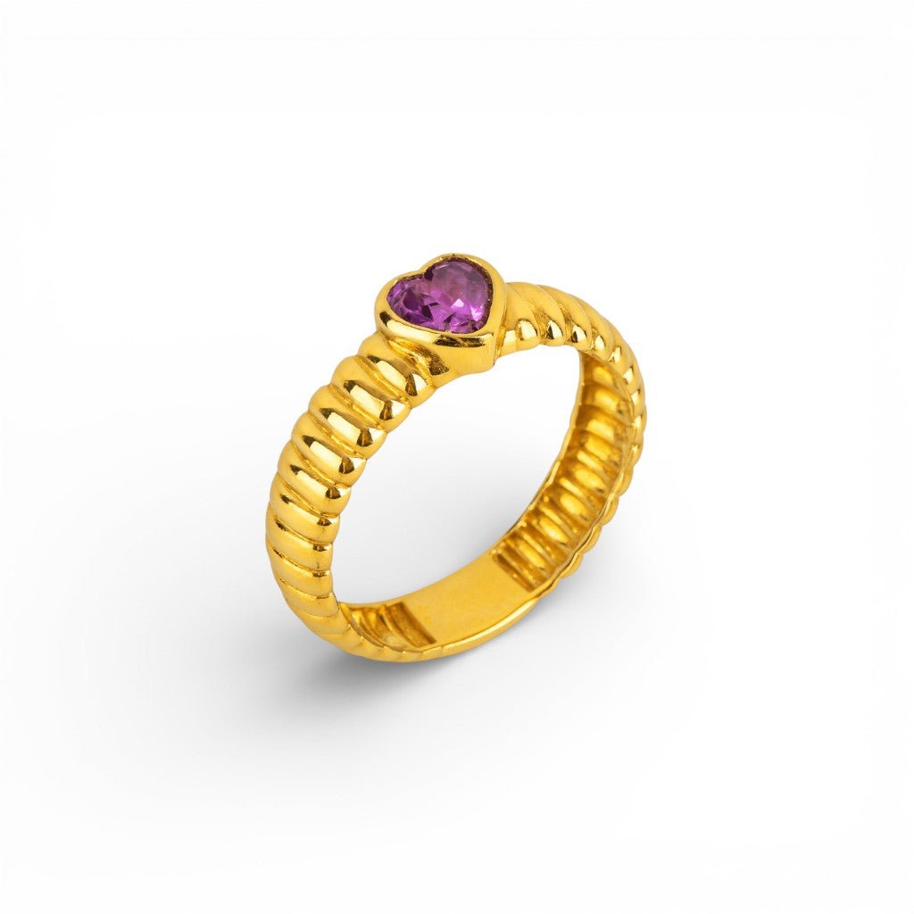 Heart Glow Ribbed Ring - Ring - Kia Concept Store