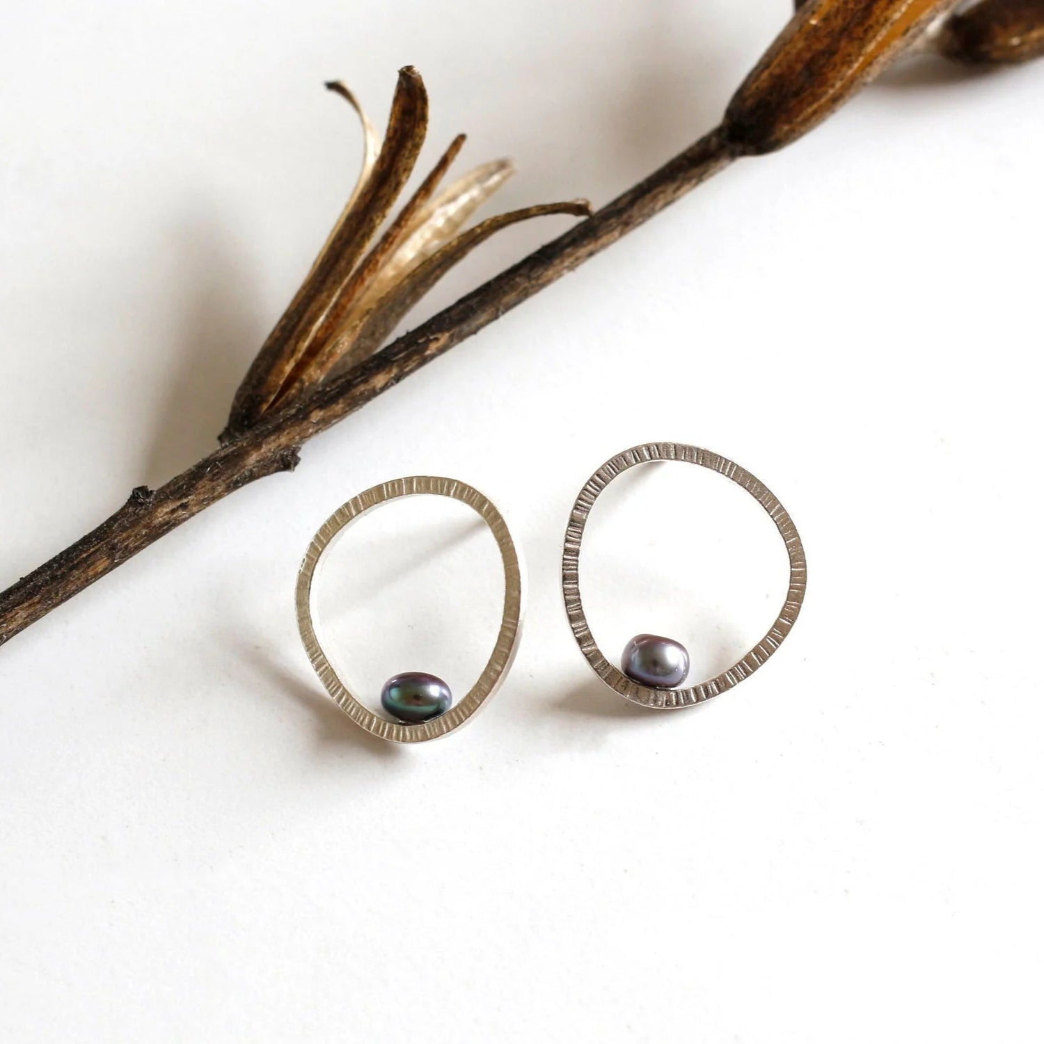 Silver Earrings with Freshwater Pearls