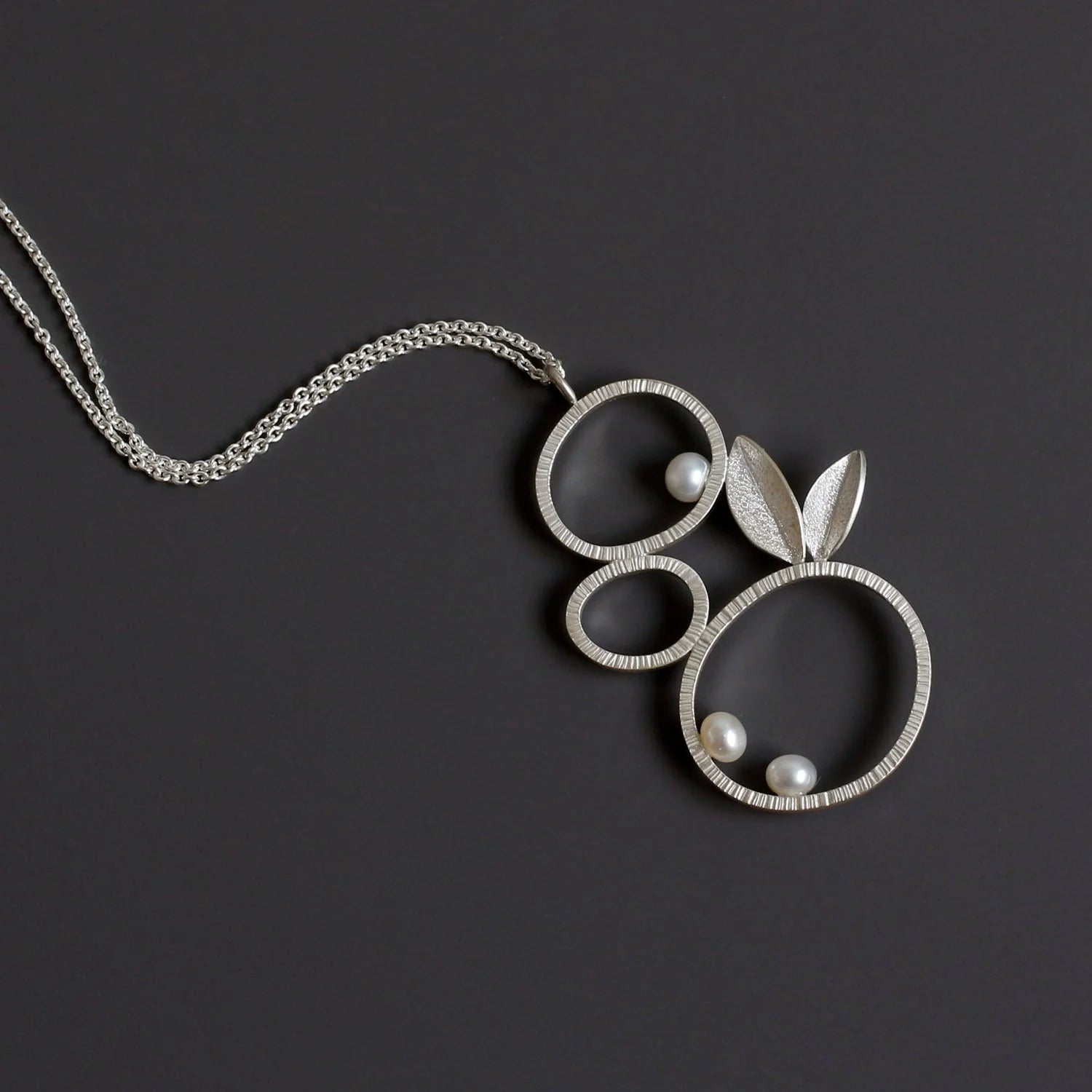 Floral Silver Necklace with Freshwater Pearls