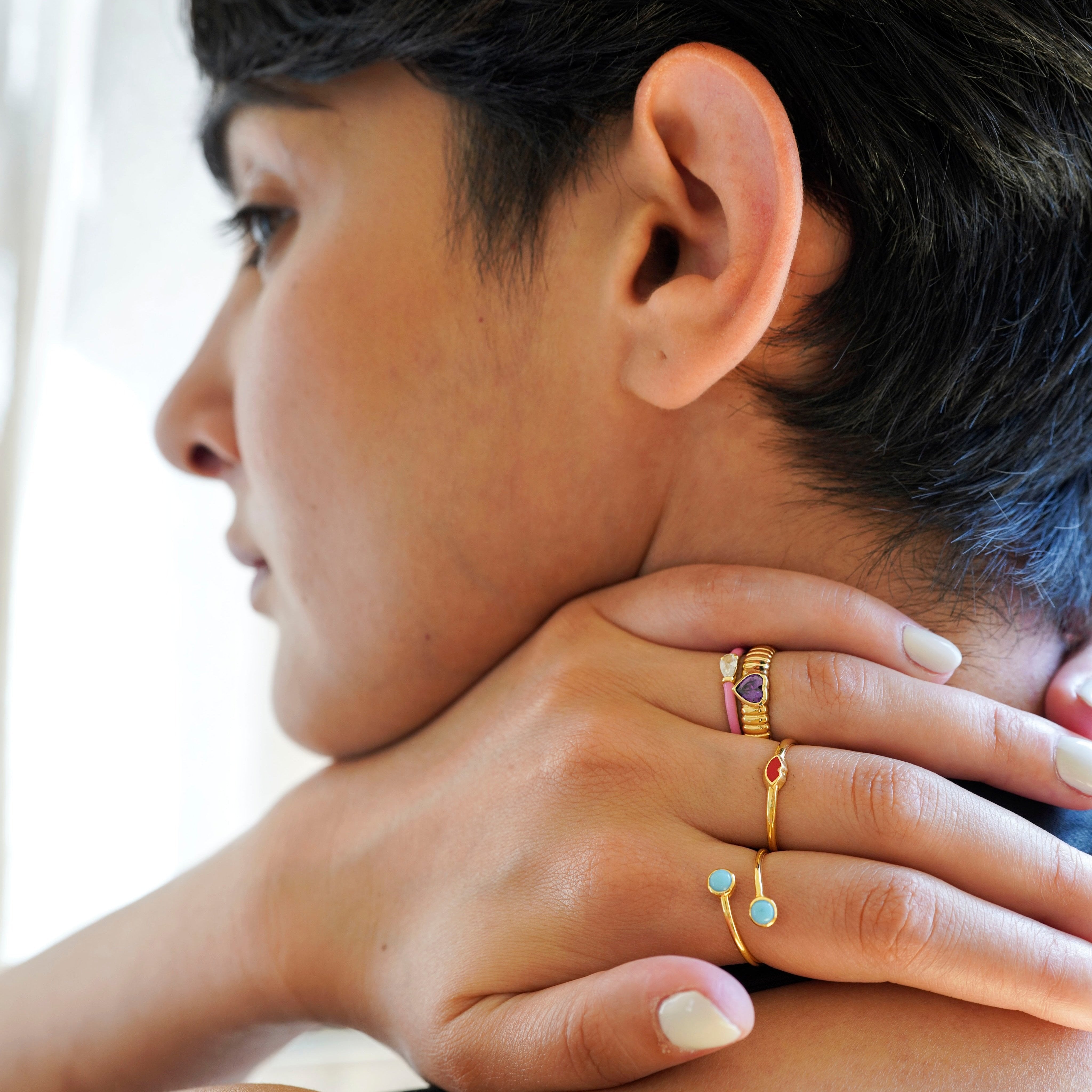 Pink Glow Enamel Ring - Ring - Kia Concept Store