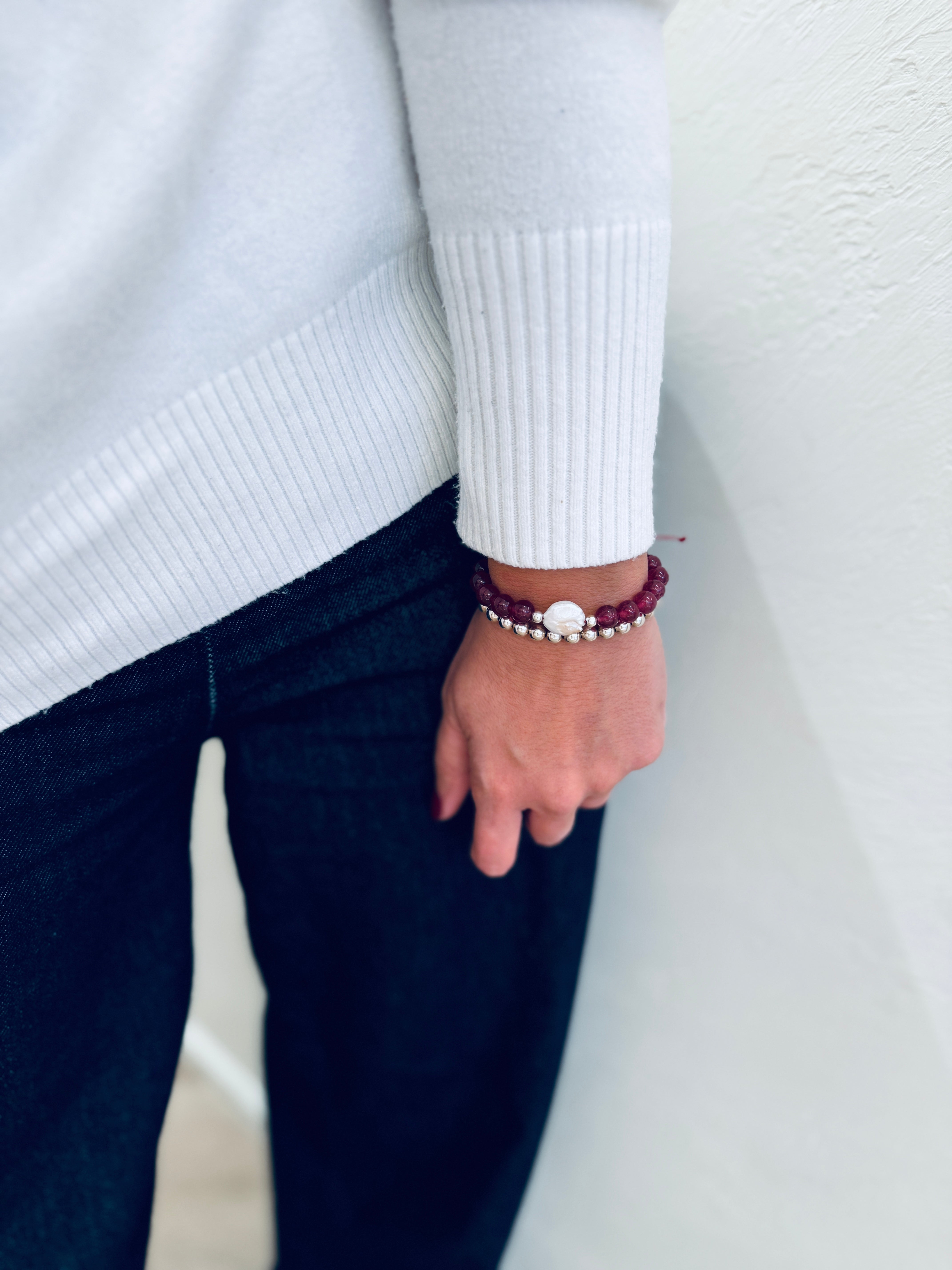 Red Jade Pearl Bracelet - Bracelet - Kia Concept Store