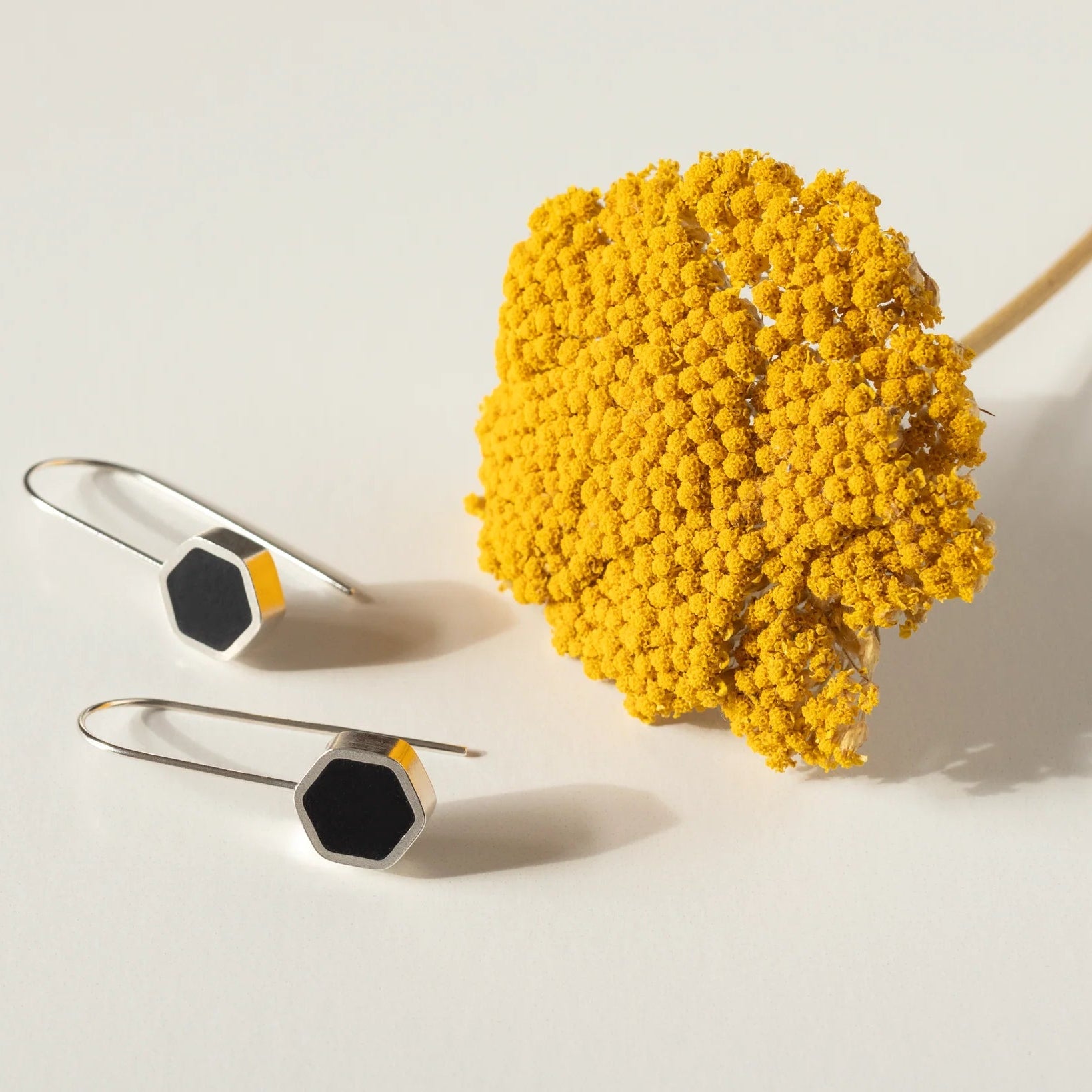 Silver Hexagon Earrings - Earrings - Kia Concept Store