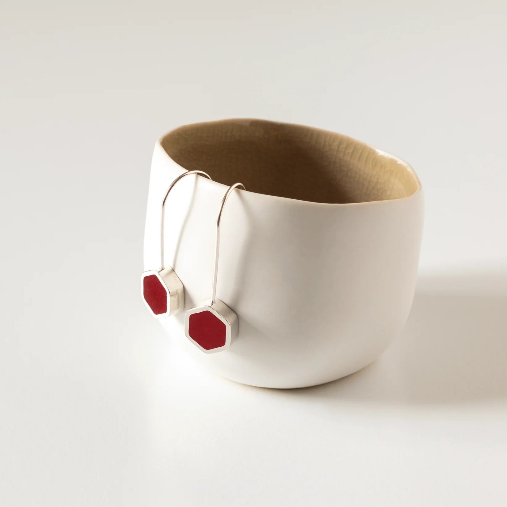 Silver Hexagon Earrings - Earrings - Kia Concept Store